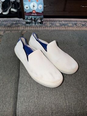 Rothy's White Slip-On Sneakers with Blue Lining